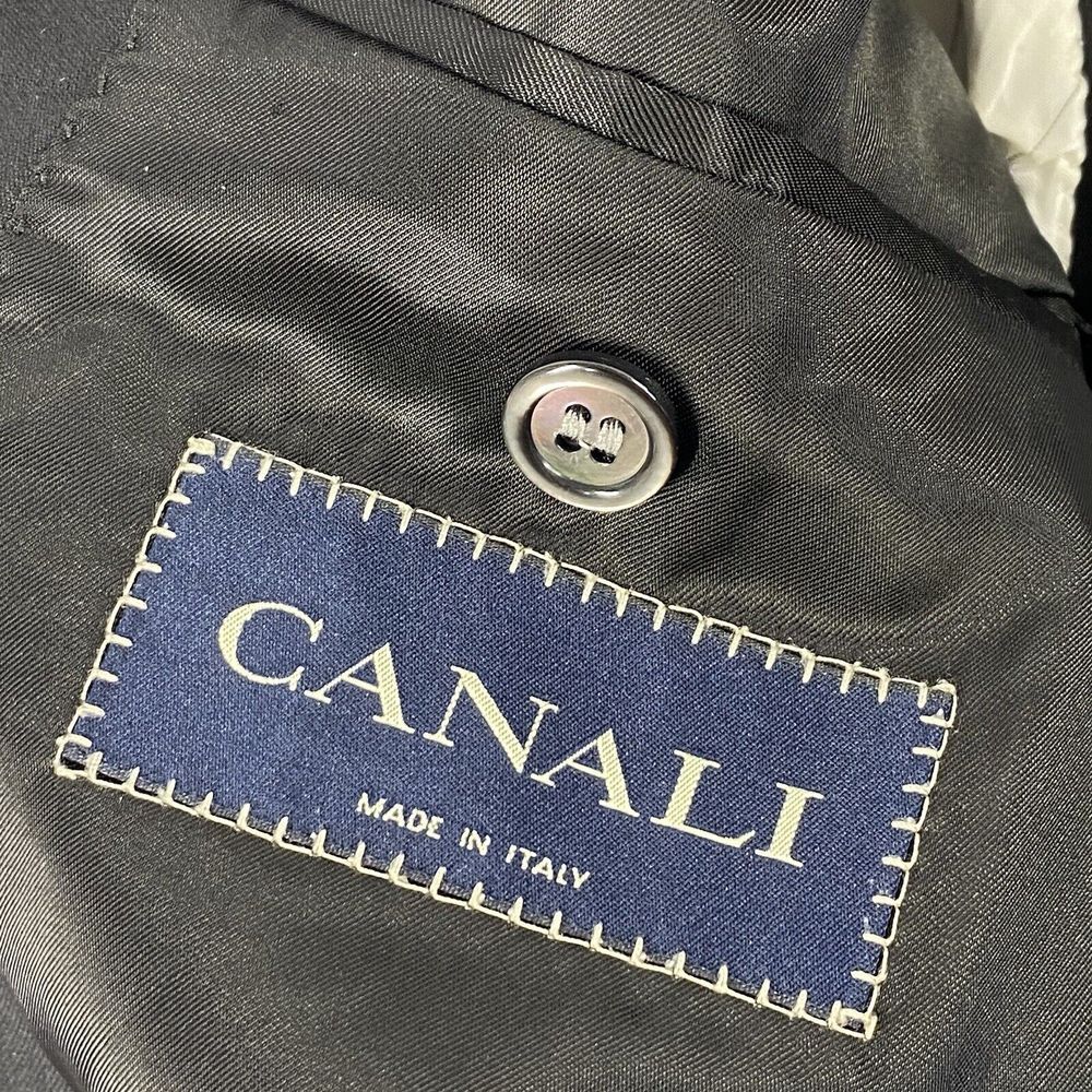 Canali Mens Wool Solid Black Three Button Long Sl… - image 4